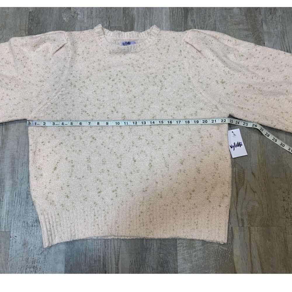 NWT Vylette Womens Sweater  Blush Pink Gold Metallic Puff Long Sleeve… - Picture 4 of 13